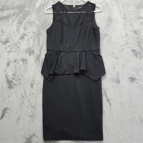 Thalia Sodi Sleeveless Ruffled Sheath Dress Size S Black Peplum Sheer Details - Picture 1 of 9